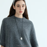 Sculptural Silver Shell Cord Necklace