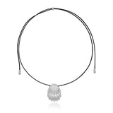 Sculptural Silver Shell Cord Necklace