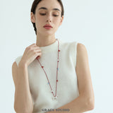 Silver Pony Beaded Red Cord Necklace