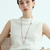 Silver Pony Beaded Red Cord Necklace