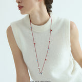 Silver Pony Beaded Red Cord Necklace