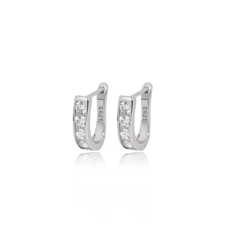 Crystal Channel Set Huggie Hoops