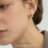 Sculptural Golden Bead Cluster Stud Earrings