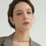 Sculptural Golden Bead Cluster Stud Earrings