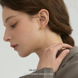 Sculptural Golden Bead Cluster Stud Earrings