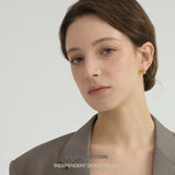Sculptural Golden Bead Cluster Stud Earrings