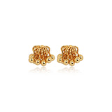 Sculptural Golden Bead Cluster Stud Earrings