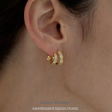 Double Band Pavé Star Stud Earrings