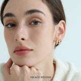 Double Band Pavé Star Stud Earrings