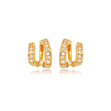 Double Band Pavé Star Stud Earrings