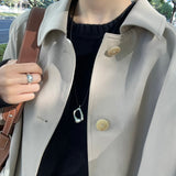 Silver Organic Oval Suede Cord Necklace