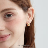 Zircon Quilted Crisscross Hoop Earrings