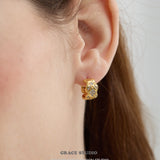 Zircon Quilted Crisscross Hoop Earrings