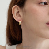 Zircon Quilted Crisscross Hoop Earrings