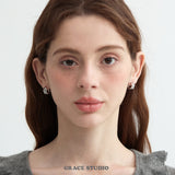 Zircon Quilted Crisscross Hoop Earrings