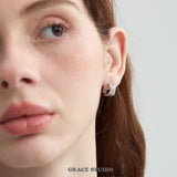 Zircon Quilted Crisscross Hoop Earrings