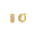 Zircon Quilted Crisscross Hoop Earrings