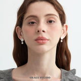 Organic Disc Pearl Drop Earrings