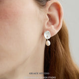 Organic Disc Pearl Drop Earrings