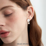 Organic Disc Pearl Drop Earrings