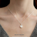 Oval Moonstone Pendant Necklace