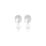 Organic Disc Pearl Drop Earrings