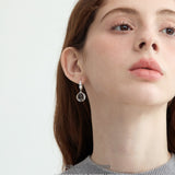 White Crystal Ball Drop Earrings
