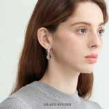 White Crystal Ball Drop Earrings