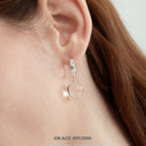 White Crystal Ball Drop Earrings