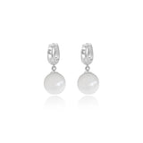 White Crystal Ball Drop Earrings