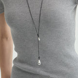 Double Teardrop Cord Pendant Necklace