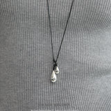 Double Teardrop Cord Pendant Necklace