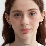 Wine Red Enamel Zircon Drop Earrings