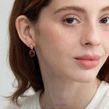 Wine Red Enamel Zircon Drop Earrings