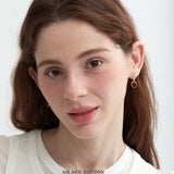Wine Red Enamel Zircon Drop Earrings