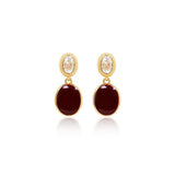 Wine Red Enamel Zircon Drop Earrings