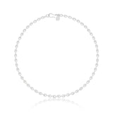 Matte Silver Oval Beaded Necklace
