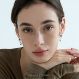 Coral Blossom Silver Teardrop Earrings