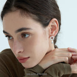 Coral Blossom Silver Teardrop Earrings