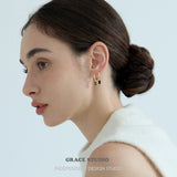Pavé Hoop & Black Crystal Drop Earrings