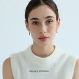 Pavé Hoop & Black Crystal Drop Earrings