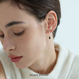 Pavé Hoop & Black Crystal Drop Earrings