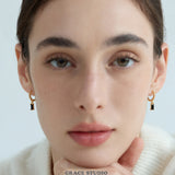 Pavé Hoop & Black Crystal Drop Earrings