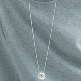 Sculptural Silver Shell Long Necklace