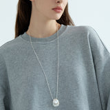 Sculptural Silver Shell Long Necklace