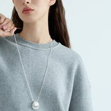 Sculptural Silver Shell Long Necklace