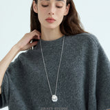 Sculptural Silver Shell Long Necklace