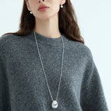 Sculptural Silver Shell Long Necklace