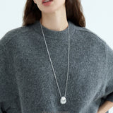 Sculptural Silver Shell Long Necklace