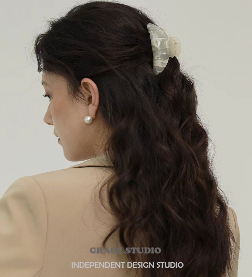 Swirled Amber Claw Hair Clip